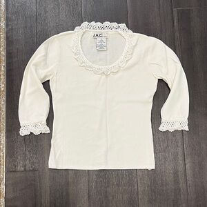 J.A.C. Cream Crochet Trim Long-Sleeve Top